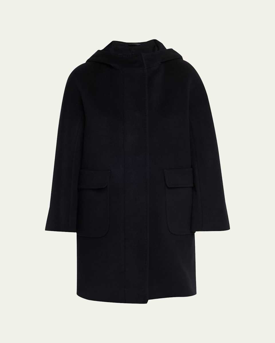 Wool Walking Coat with Hood